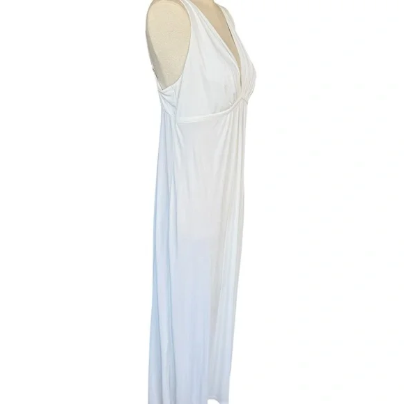 Natori White V-Neck Maxi Chemise Adjustable Strap Marilynn Monroe Style Gown - Picture 3 of 9
